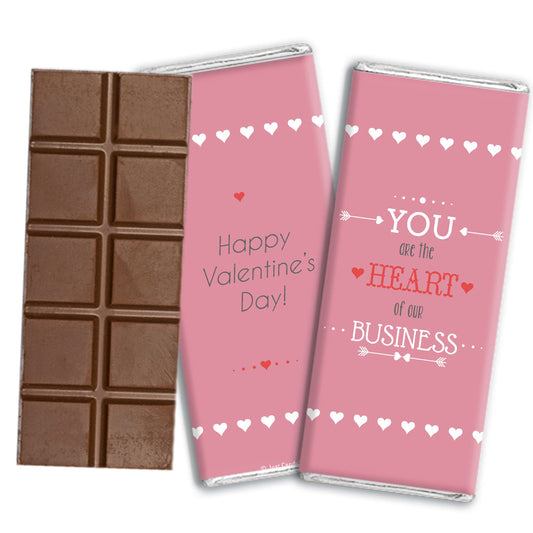 Personalized Valentine's Day Heart of Our Business Belgian Chocolate Bar & Wrapper