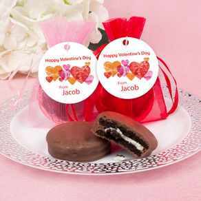 Personalized Valentine's Day Conversation Hearts Chocolate Covered Oreo Cookie in Organza Bags