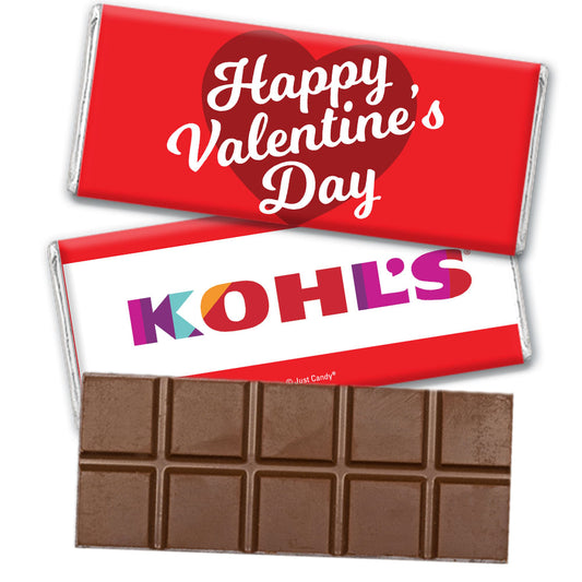 Personalized Valentine's Day Add Your Logo Classic Heart Belgian Chocolate Bar & Wrapper