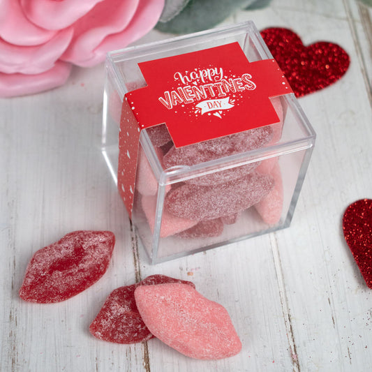 Valentine's Day Hearts and Hugs JUST CANDY� favor cube with Jelly Belly Smoochi Lips