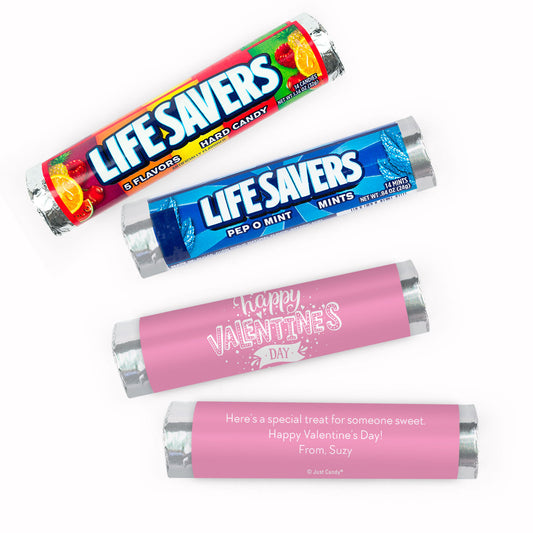 Personalized Valentine's Day Hearts and Hugs Lifesavers Rolls (20 Rolls)