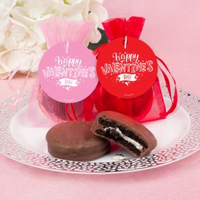 Personalized Valentine's Day Hearts and Hugs Milk Chocolate Covered Oreo in Organza Bags with Gift Tag