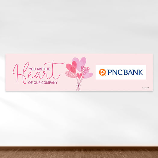 Personalized Valentine's Day Sending Hearts Add Your Logo 5 Ft. Banner