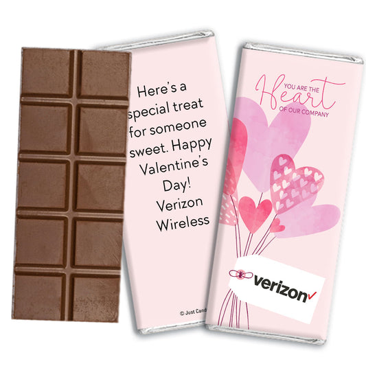 Personalized Valentine's Day Sending Hearts Add Your Logo Belgian Chocolate Bar & Wrapper