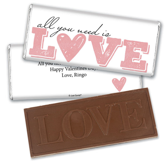 Personalized Valentine's Day Embossed Chocolate Bar - All You Need is Love