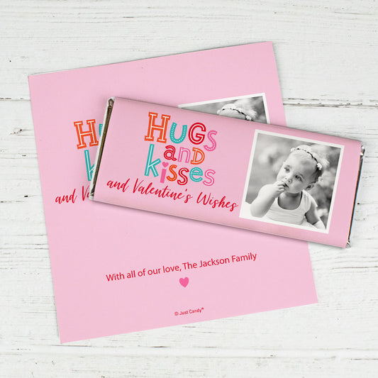 Personalized Valentine's Day Hugs and Kisses Chocolate Bar Wrappers Only