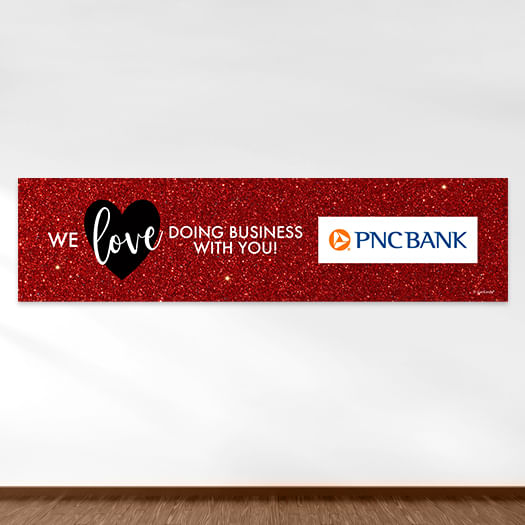 Personalized Valentine's Day Corporate Dazzle Add Your Logo 5 Ft. Banner