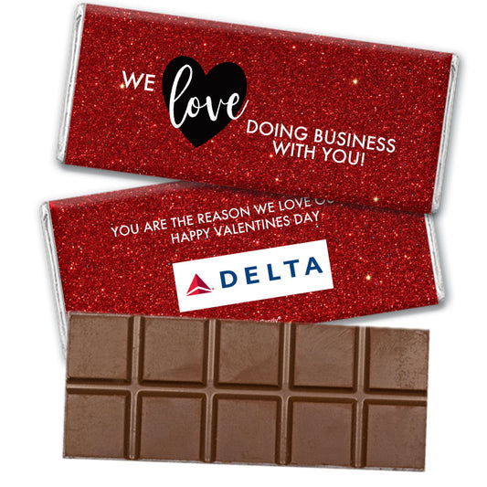 Personalized Valentine's Day Corporate Dazzle Belgian Chocolate Bar & Wrapper