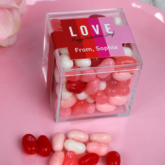 Personalized Valentine's Day JUST CANDY� favor cube with Jelly Belly Jelly Beans