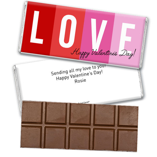 Personalized Valentine's Day Color Block Love Belgian Chocolate Bar & Wrapper