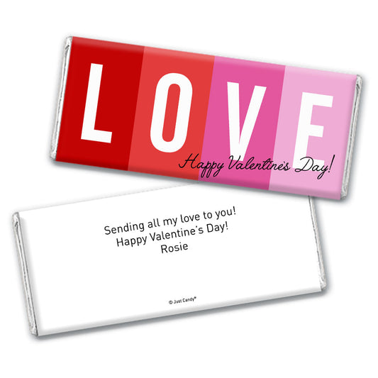 Personalized Valentine's Day Color Block Love Hershey's Hershey's Milk Chocolate Bar & Wrapper