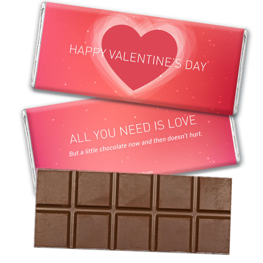 Personalized Valentine's Day Dreamy Heart Belgian Chocolate Bar & Wrapper