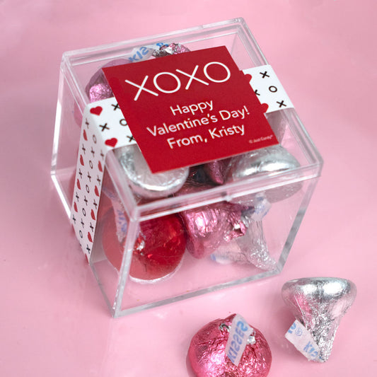 Personalized Valentine's Day XOXO To: From: JUST CANDY� favor cube with Hershey's Kisses