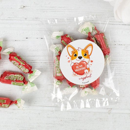 Personalized Valentines Day Candy Bag with Frooties - Puppy Love