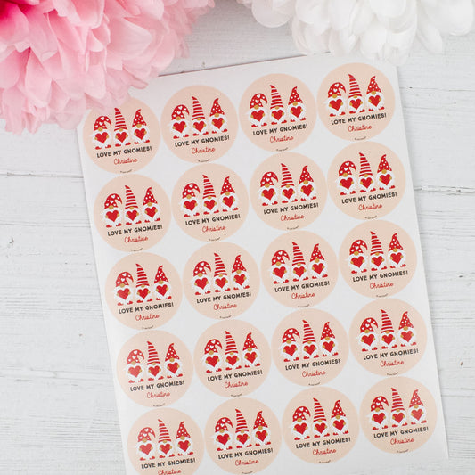 Personalized Valentine's Day 2" Stickers - Love My Gnomies