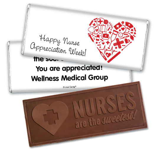 Nurse Appreciation Personalized Embossed Nurse Chocolate Bar First Aid Heart