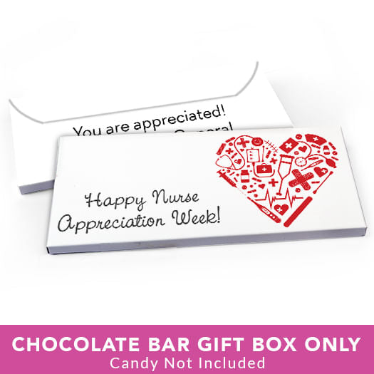 Deluxe Personalized Nurse Appreciation Medical Heart Candy Bar Favor Box