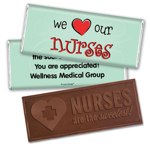 Nurse Appreciation Personalized Embossed Nurse Chocolate Bar We Heart Nurses