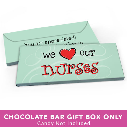 Deluxe Personalized Nurse Appreciation Hearts Candy Bar Favor Box