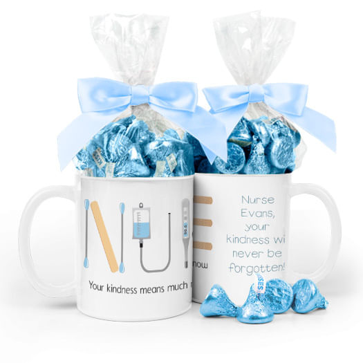 Personalized Nurse Appreciation Kindness 11oz Mug with 1/2lb Hershey's Kisses