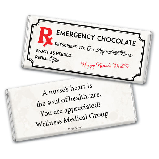 Nurse Appreciation Personalized Chocolate Bar Wrappers Emergency Chocolate