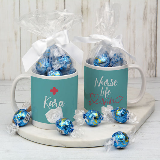 Personalized Nurse Life 11oz Mug with Lindor Truffles - Heart