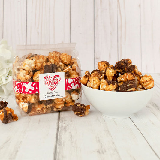 Personalized Nurse Appreciation Chocolate Caramel Sea Salt Gourmet Popcorn 3.5 oz Bags- Nurse's Heart