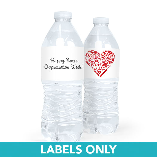 Personalized Nurse Appreciation Medical Heart Water Bottle Sticker Labels (5 Labels)