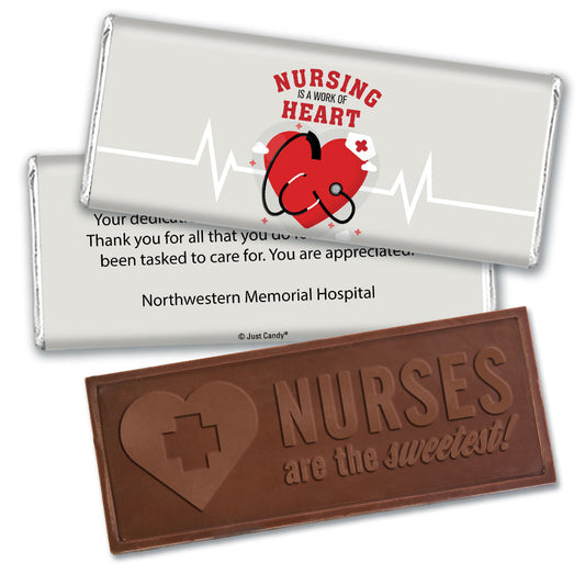 Personalized Nurse Appreciation Working Heart Embossed Nurse Chocolate Bars