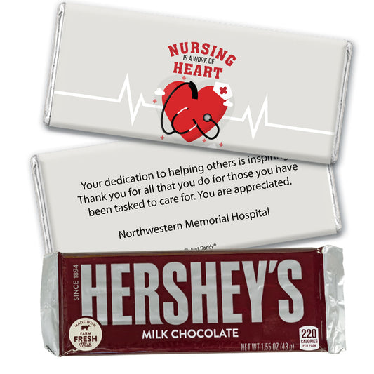 Personalized Nurse Appreciation Work of Heart Hershey's Milk Chocolate Bar