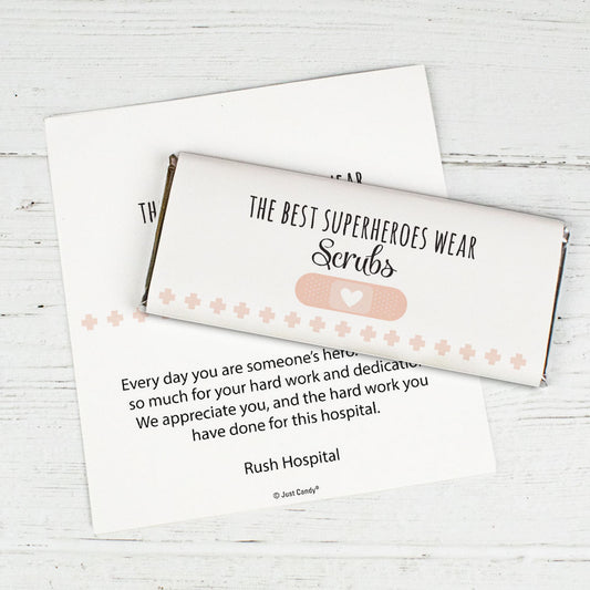 Personalized Nurse Appreciation Superheroes Chocolate Bar Wrappers Only