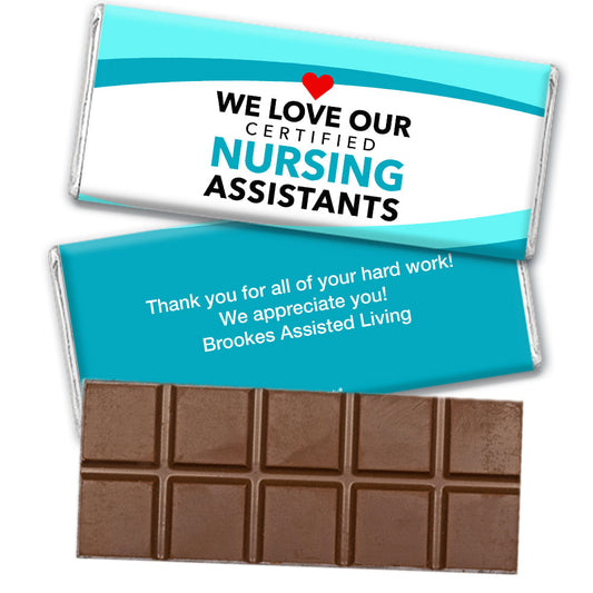 Nurse Appreciation Personalized Belgian Chocolate Bar Certified Nurse Assistant