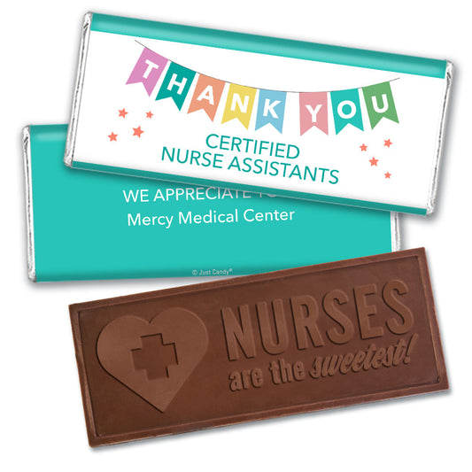 Nurse Appreciation Personalized Thank You CNA Embossed Chocolate Bars