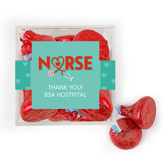 Personalized Nurse Appreciation JUST CANDY� favor cube with Hershey's Kisses