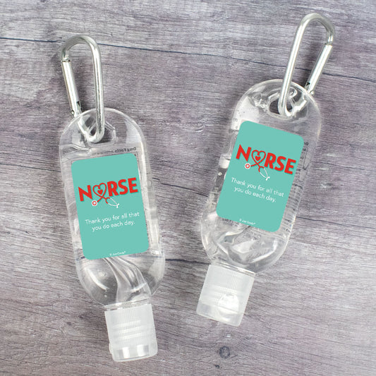 Personalized Hand Sanitizer with Carabiner Nurse Stethoscope 1 fl. oz bottle