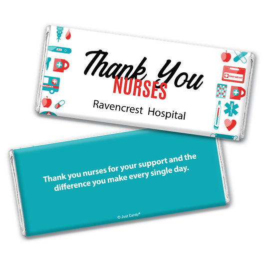 Personalized Thank You Nurses Hershey's Milk Chocolate Bar & Wrapper