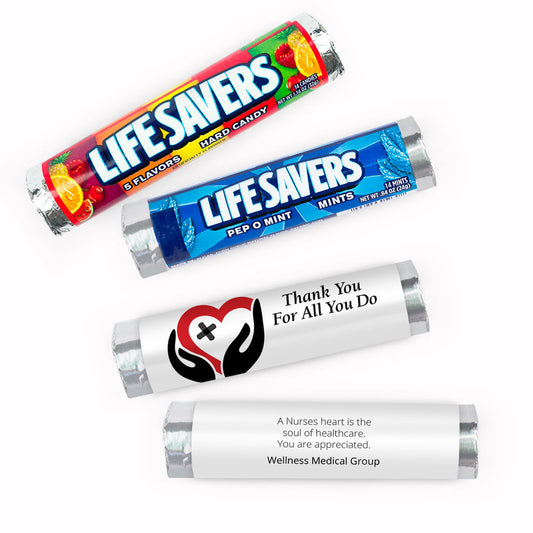 Personalized Nurse Appreciation Only Healing Hands Lifesavers Rolls (20 Rolls)