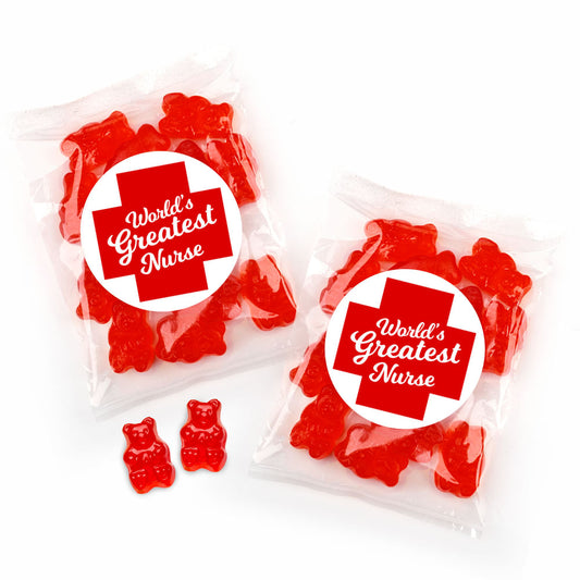 Nurse Appreciation Red Cross Candy Bags with Gummi Bears