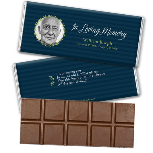 Personalized In Loving Memory Photo Remembrance Belgian Chocolate Bar & Wrapper