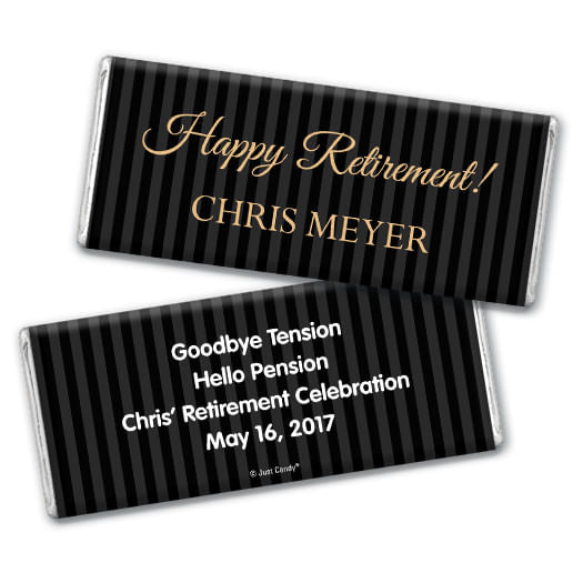 Retirement Personalized Hershey's Milk Chocolate Bar Gold and Pinstripe Formal