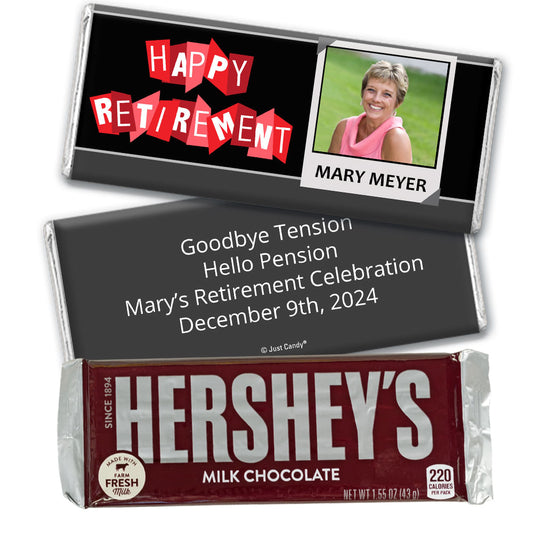 Retirement Personalized Hershey's Milk Chocolate Bar "Happy Retirement" Polaroid Photo