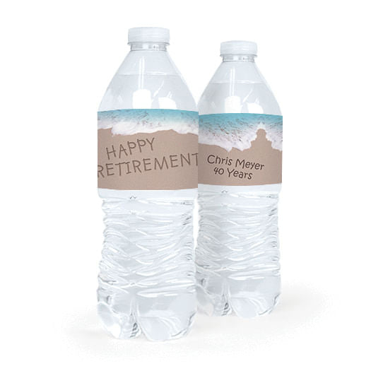 Personalized Retirement Message by the Sea Water Bottle Sticker Labels (5 Labels)