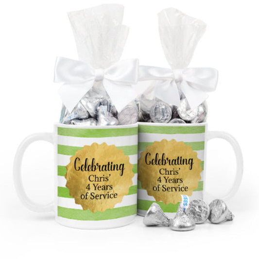 Personalized Retirement Gold Badge 11oz Mug with Hershey's Kisses