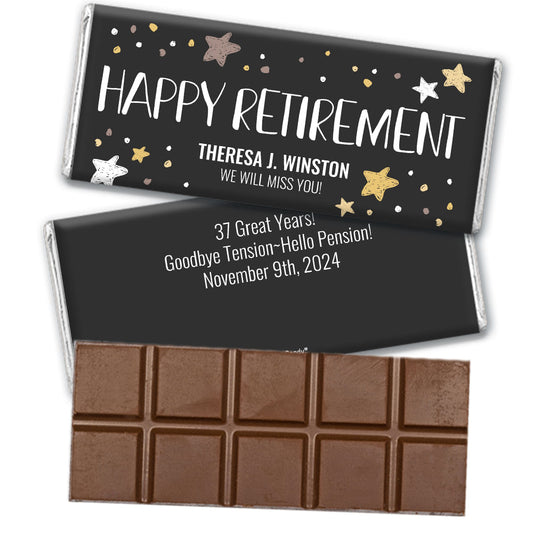 Personalized Happy Retirement Star Belgian Chocolate Bar