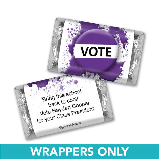 School Election Campaign Personalized Hershey's Miniatures Wrappers Vote For Me Pin