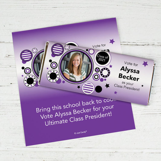 School Election Campaign Personalized Chocolate Bar Wrappers Photo Dots