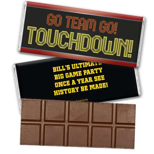 Personalized Football Party Themed Go Team Belgian Chocolate Bar & Wrapper