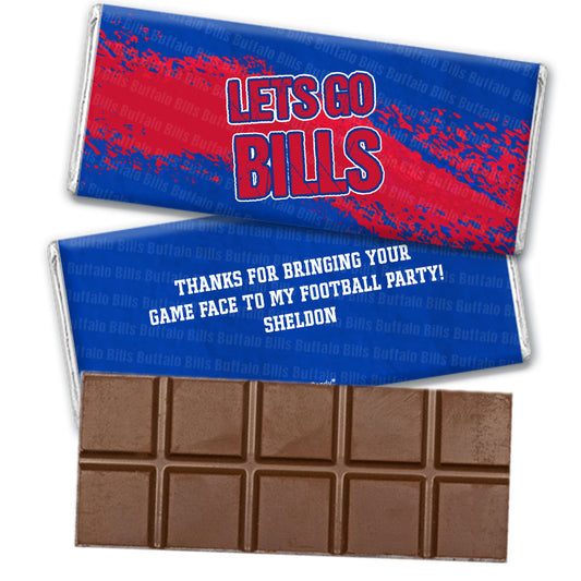 Personalized Bills Football Party Belgian Chocolate Bar & Wrapper