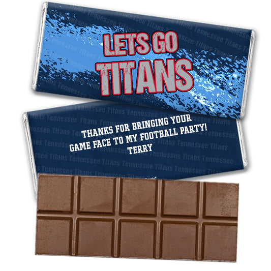 Personalized Titans Football Party Belgian Chocolate Bar & Wrapper