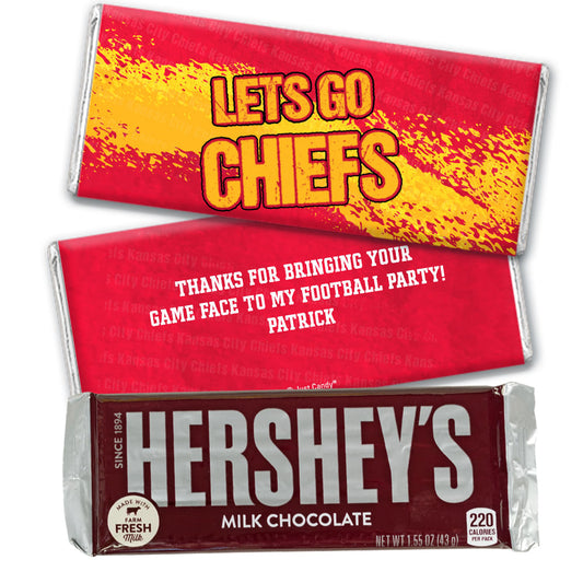 Personalized Chiefs Football Party Hershey's Hershey's Milk Chocolate Bar & Wrapper